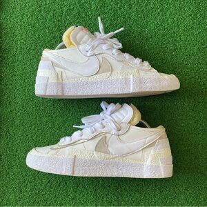 Sacai Nike Blazer Low White Patent Leather DM6443-100 Sz 8 Men’s
